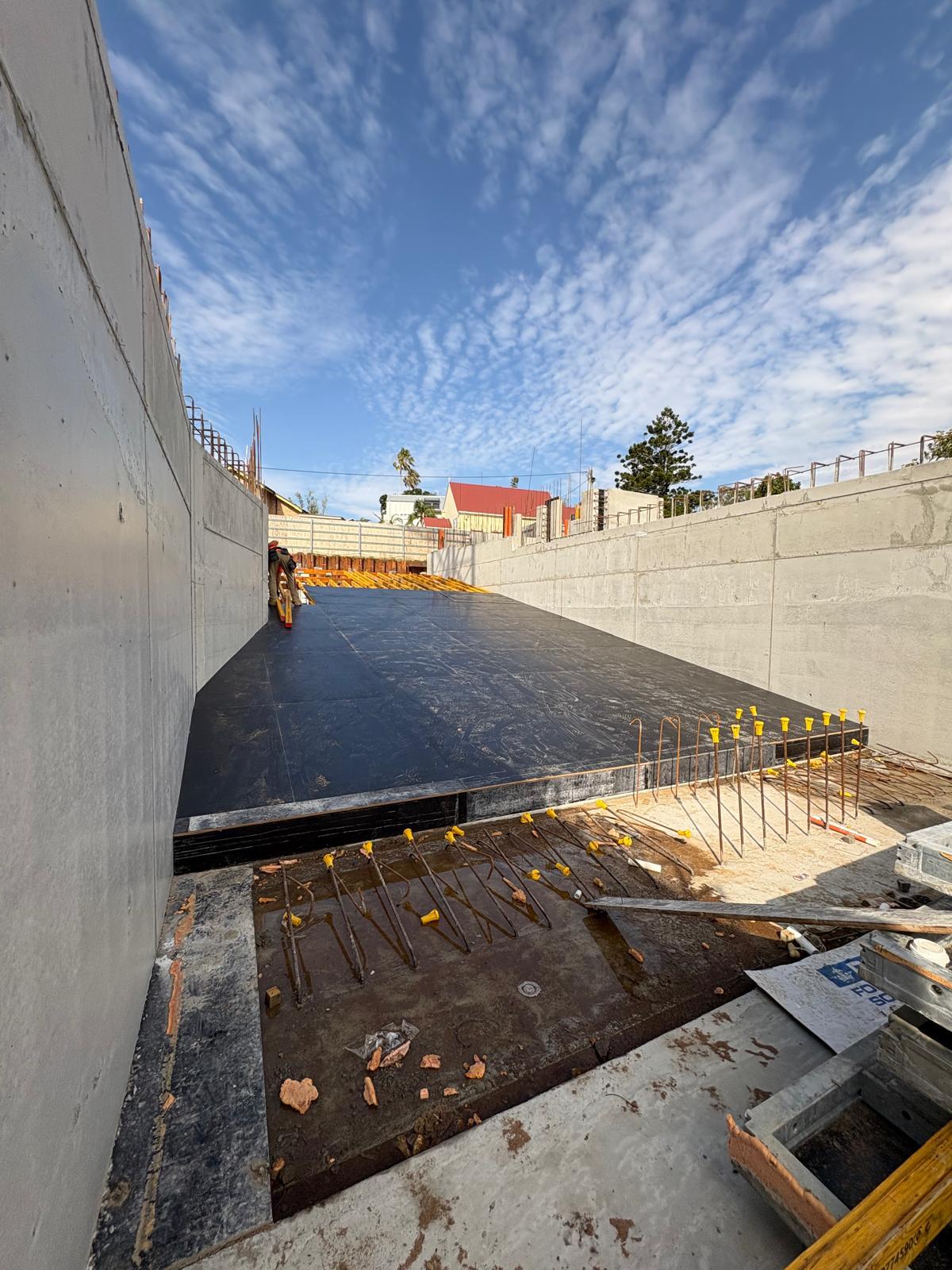 Formwork ramp under construction